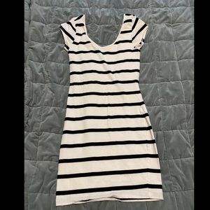 Black and White Striped bodycon Dress